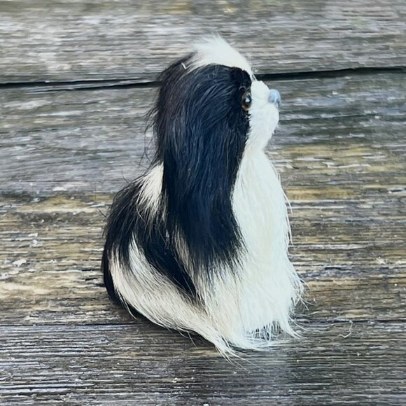 Vintage Miniature Real Fur Dog Shih Tzu Pekingese Doll House Toy Japan Germany ? - Picture 5 of 6